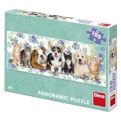 Puzzle Panoramic - Psi a kočky (150 dílků)