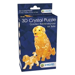 3D Crystal puzzle - Zlatý retrívr se štěňátkem (44 dílků)